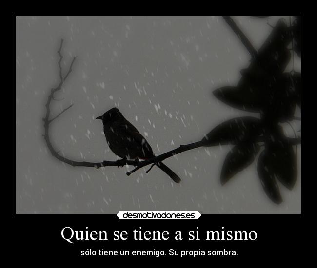 Quien se tiene a si mismo - sólo tiene un enemigo. Su propia sombra.