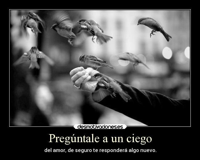 Pregúntale a un ciego - del amor, de seguro te responderá algo nuevo.