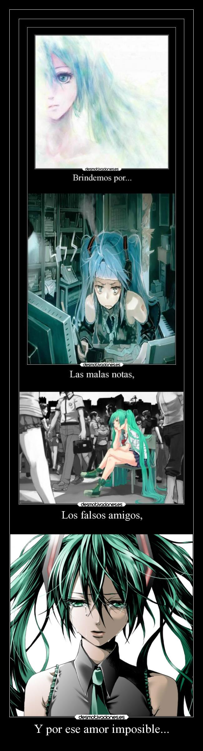 carteles amor imposible anime vocaloid miku hatsune hatsunemiku len rin kagamine lenkagamine rinkagamine luka megurine desmotivaciones