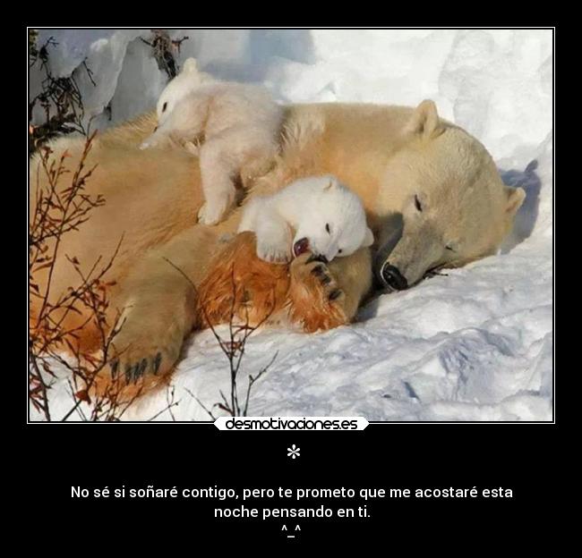 * - No sé si soñaré contigo, pero te prometo que me acostaré esta
noche pensando en ti.
^_^