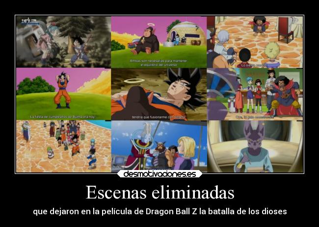 carteles anime dragon ball goku vegeta bills wiss kaioh bulma milk satan videl gohan goten krilin yamcha desmotivaciones