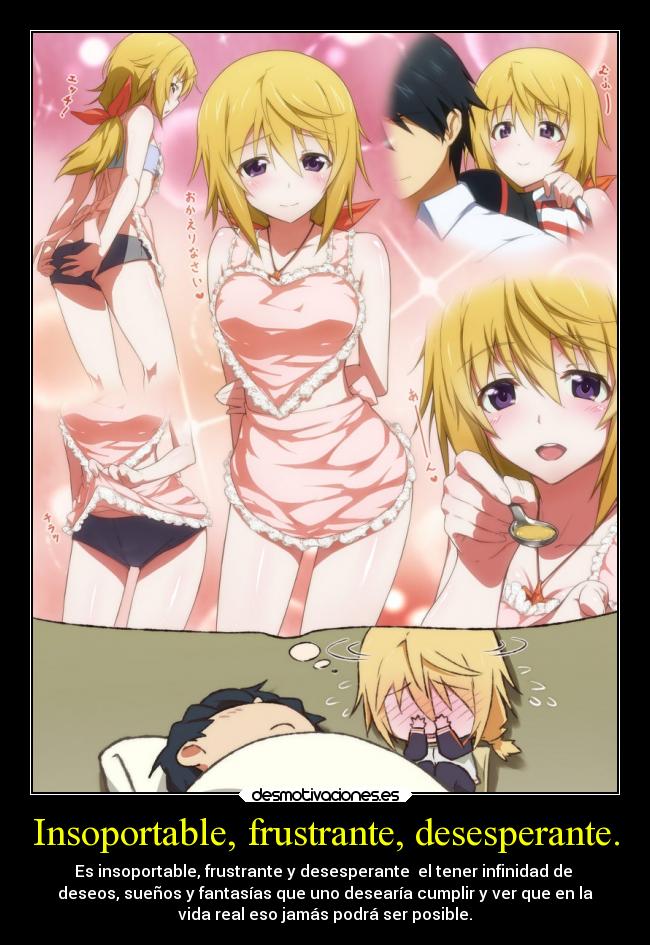 carteles anime imposible amor insoportable frustrante desesperante infinite stratos charlotte dunois desmotivaciones