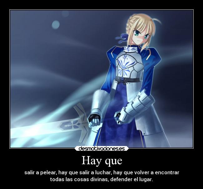 carteles anime saber fate stay night desmotivaciones