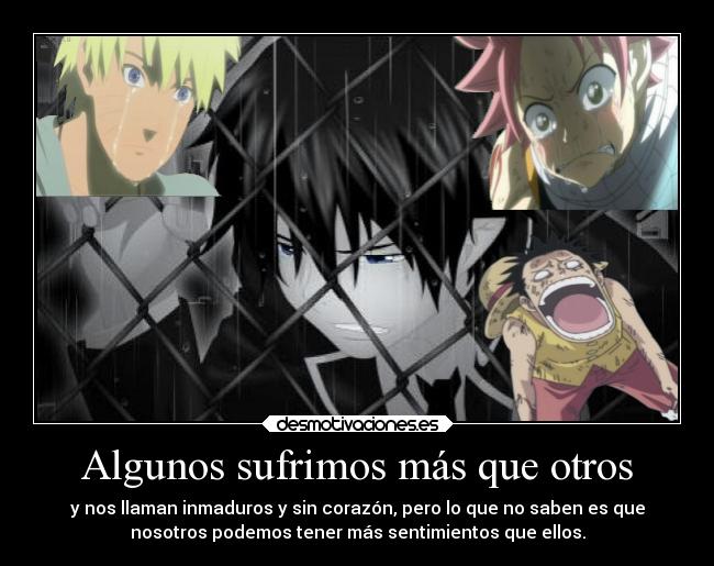 carteles anime sentimientos naruto onepiece fairytail narutoshippuden aonoexorcist rin rinokumura manga desmotivaciones