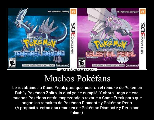 carteles anime videojuegos pokemon diamante perla pokefans remake otaku devilbrigade dialga palkia cierto desmotivaciones