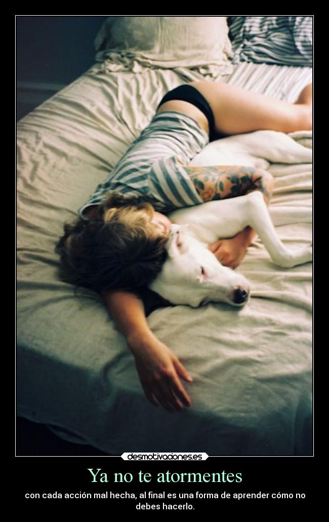 Ya no te atormentes - con cada acción mal hecha, al final es una forma de aprender cómo no
debes hacerlo.