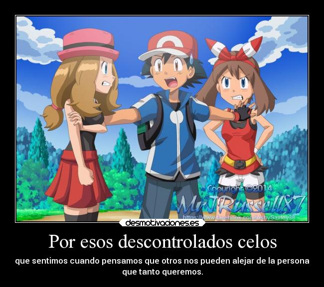 carteles celos celos pokemon triangulo amoroso desmotivaciones