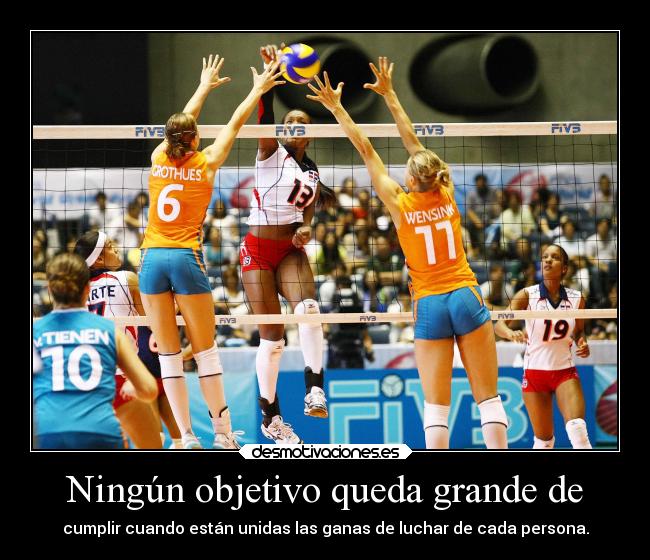 Ningún objetivo queda grande de - cumplir cuando están unidas las ganas de luchar de cada persona.