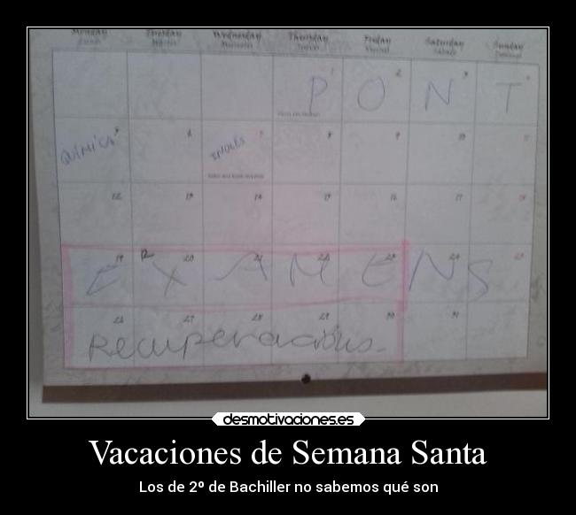 Vacaciones de Semana Santa - 