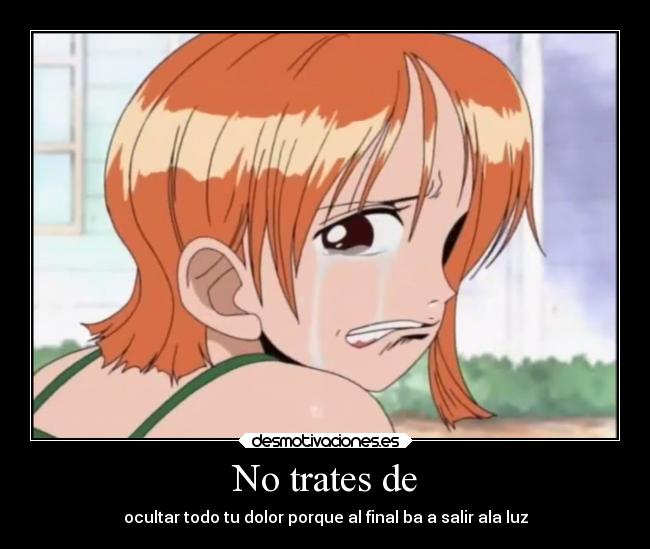 No trates de - ocultar todo tu dolor porque al final ba a salir ala luz