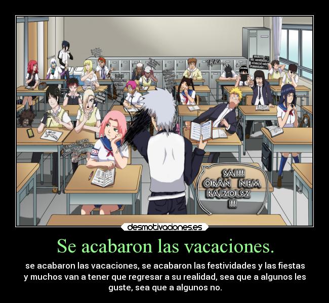 carteles escuela anime mexico retorno escolar adios vacaciones festividades navidenas ano nuevo reyes desmotivaciones