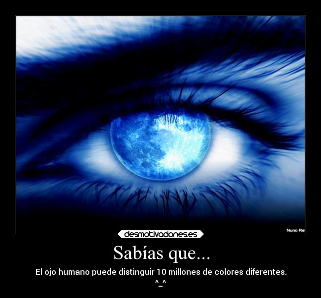 Sabías que... - El ojo humano puede distinguir 10 millones de colores diferentes.
^_^