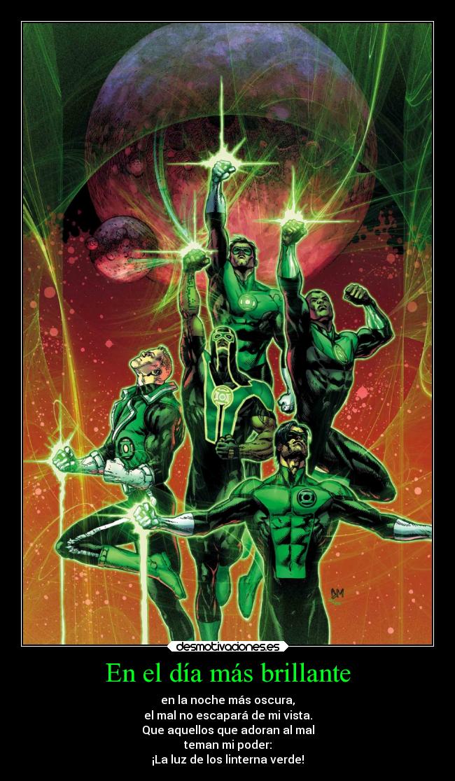 carteles miedo los que vencen con voluntad dia noche green lantern hal jhon guy kyle simon desmotivaciones