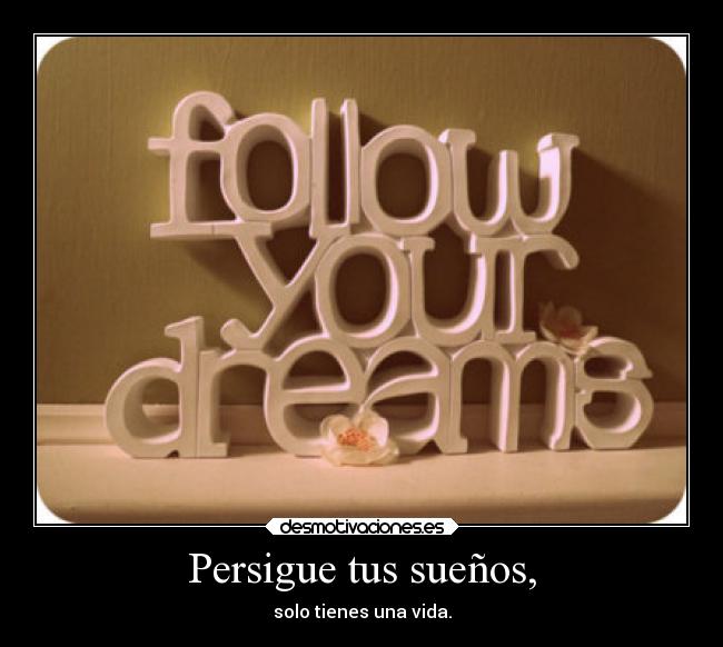 Persigue tus sueños, - solo tienes una vida.