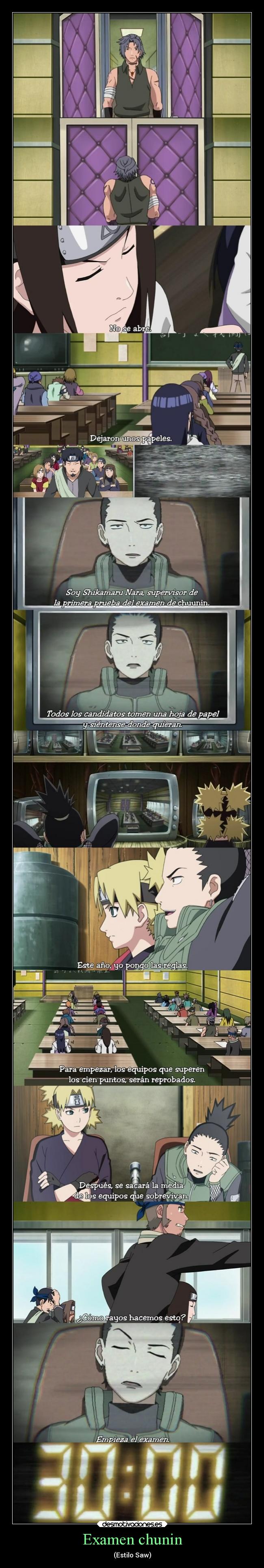 carteles naruto examen chunin similar pelicula saw desmotivaciones