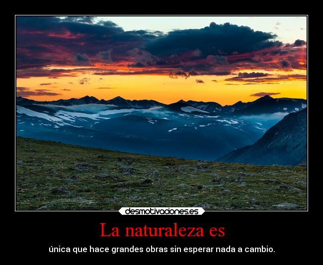 La naturaleza es - única que hace grandes obras sin esperar nada a cambio.