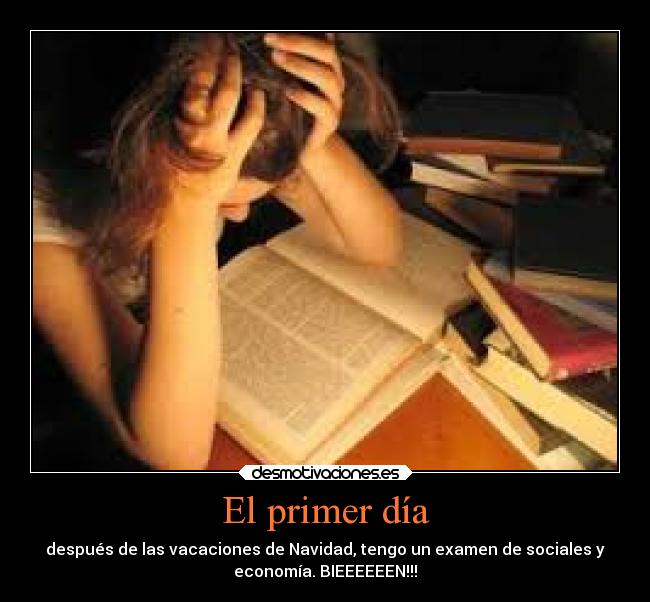 El primer día - después de las vacaciones de Navidad, tengo un examen de sociales y
economía. BIEEEEEEN!!!