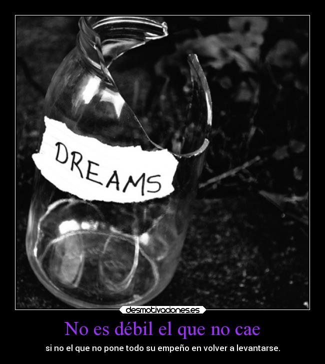 No es débil el que no cae - si no el que no pone todo su empeño en volver a levantarse.