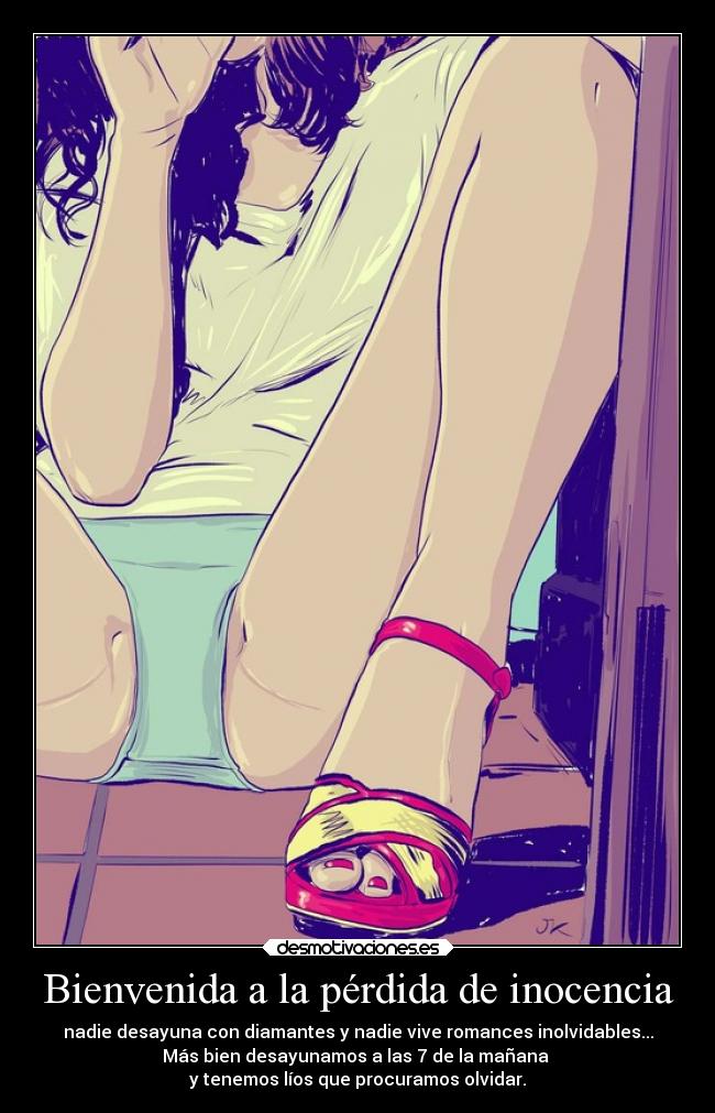 carteles problemas sexo mujer chica inocencia perdida desayuno vivir madurara desmotivaciones