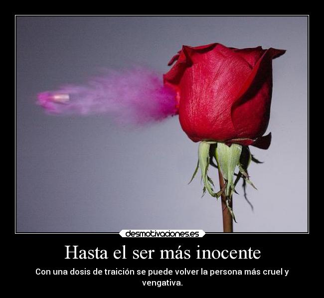 Hasta el ser más inocente - Con una dosis de traición se puede volver la persona más cruel y
vengativa.