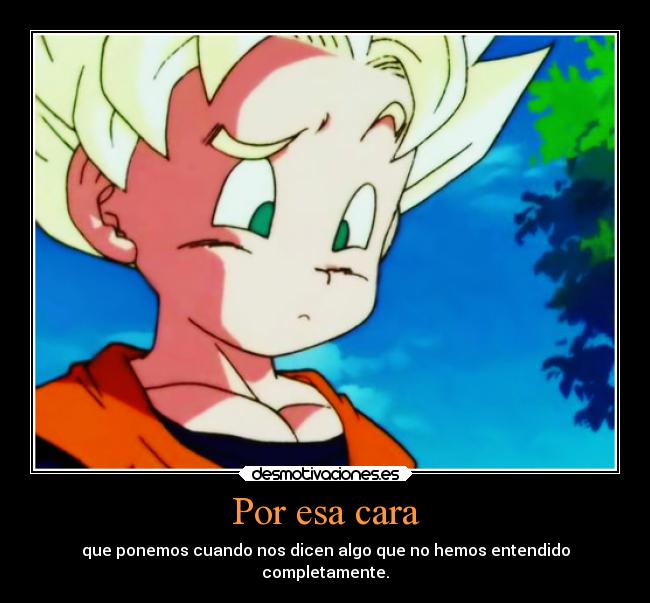 Por esa cara - que ponemos cuando nos dicen algo que no hemos entendido
completamente.