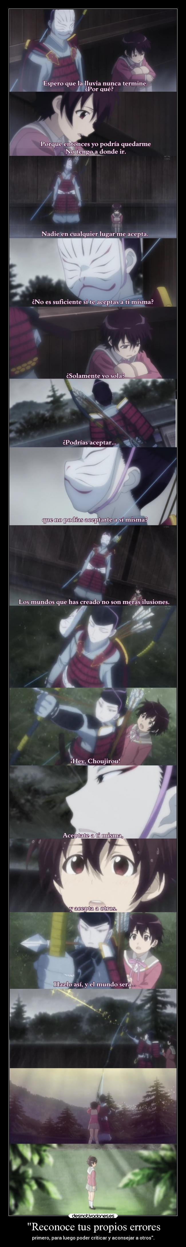 carteles vida anime reconocer propio error persona ayudar criticar aconsejar raptorhunters desmotivaciones