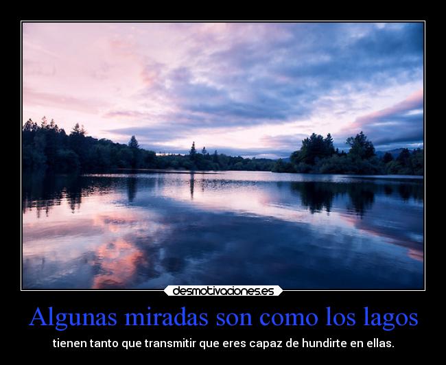 Algunas miradas son como los lagos - tienen tanto que transmitir que eres capaz de hundirte en ellas.