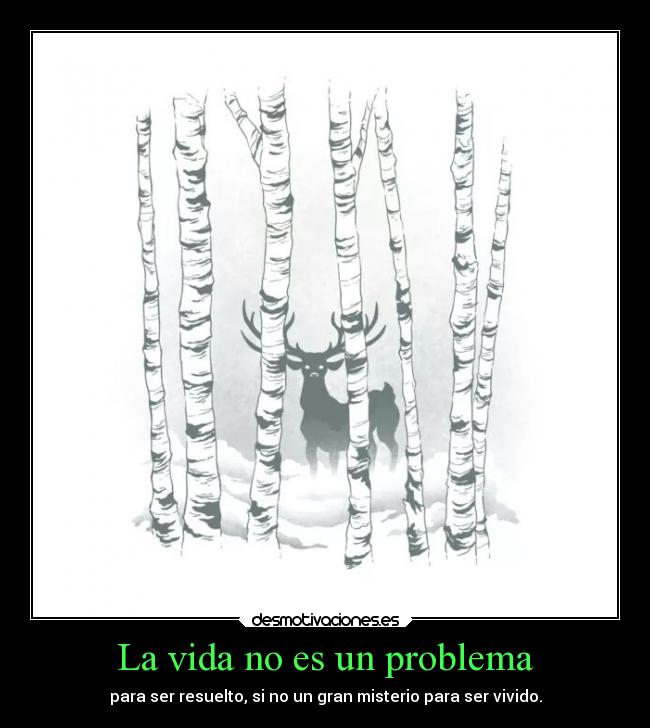 La vida no es un problema - para ser resuelto, si no un gran misterio para ser vivido.