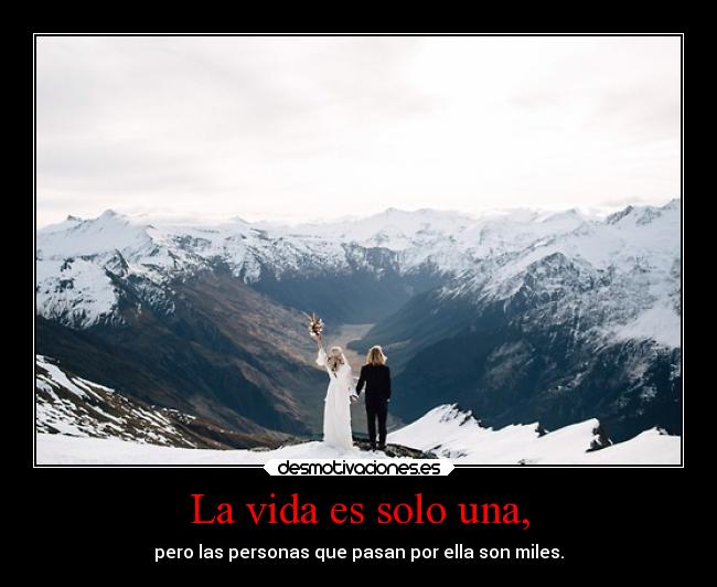 La vida es solo una, -