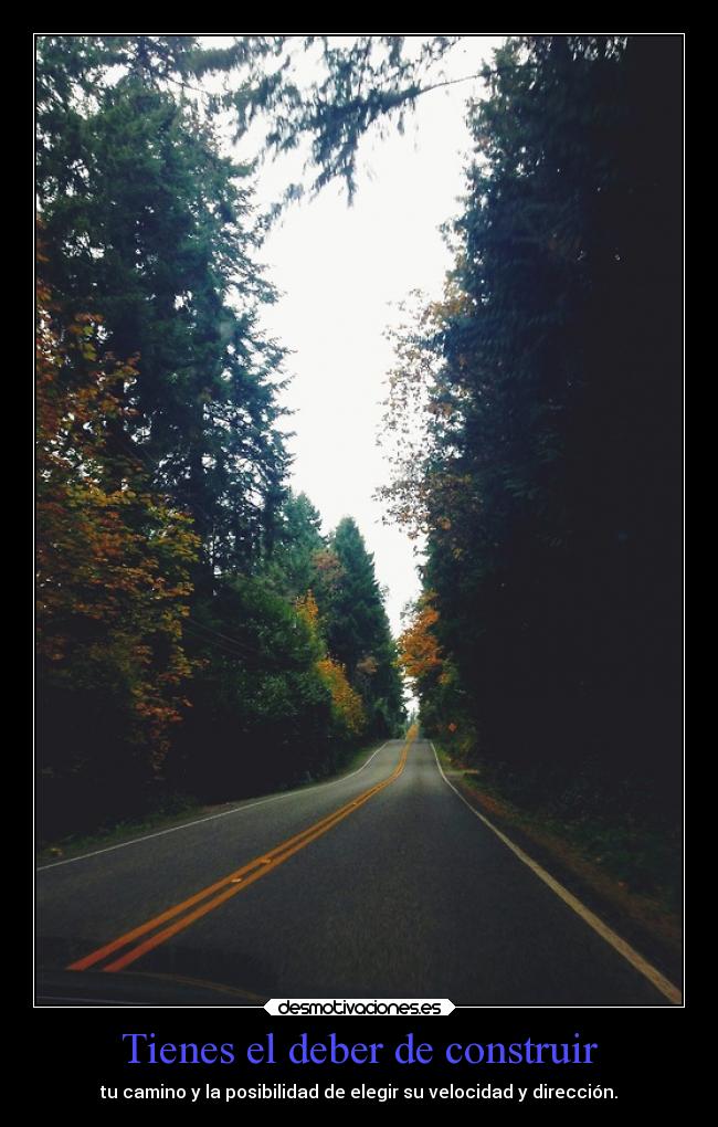 Tienes el deber de construir - tu camino y la posibilidad de elegir su velocidad y dirección.