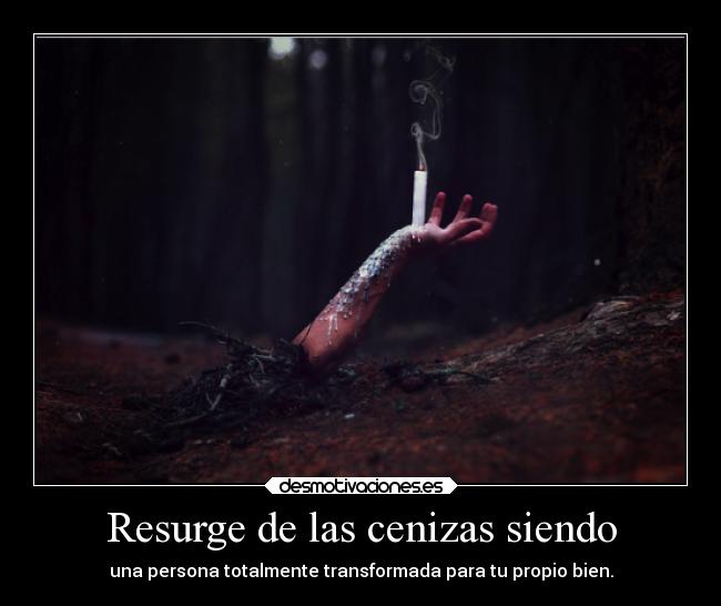 Resurge de las cenizas siendo - una persona totalmente transformada para tu propio bien.