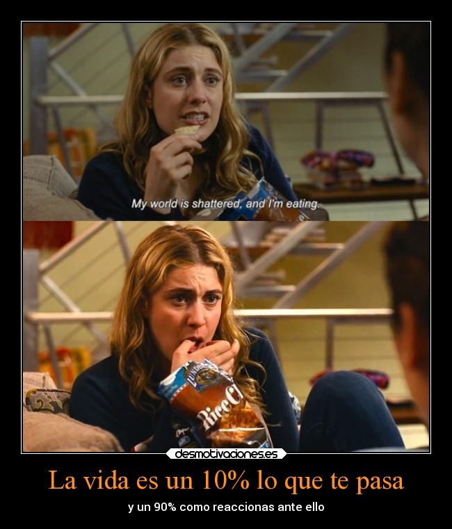 La vida es un 10% lo que te pasa - y un 90% como reaccionas ante ello