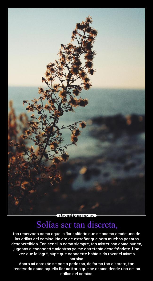 Solías ser tan discreta, -