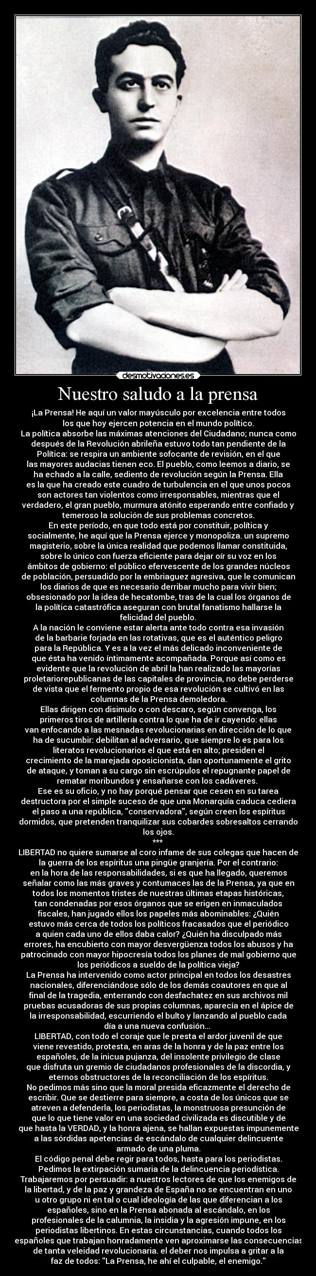 Nuestro saludo a la prensa -