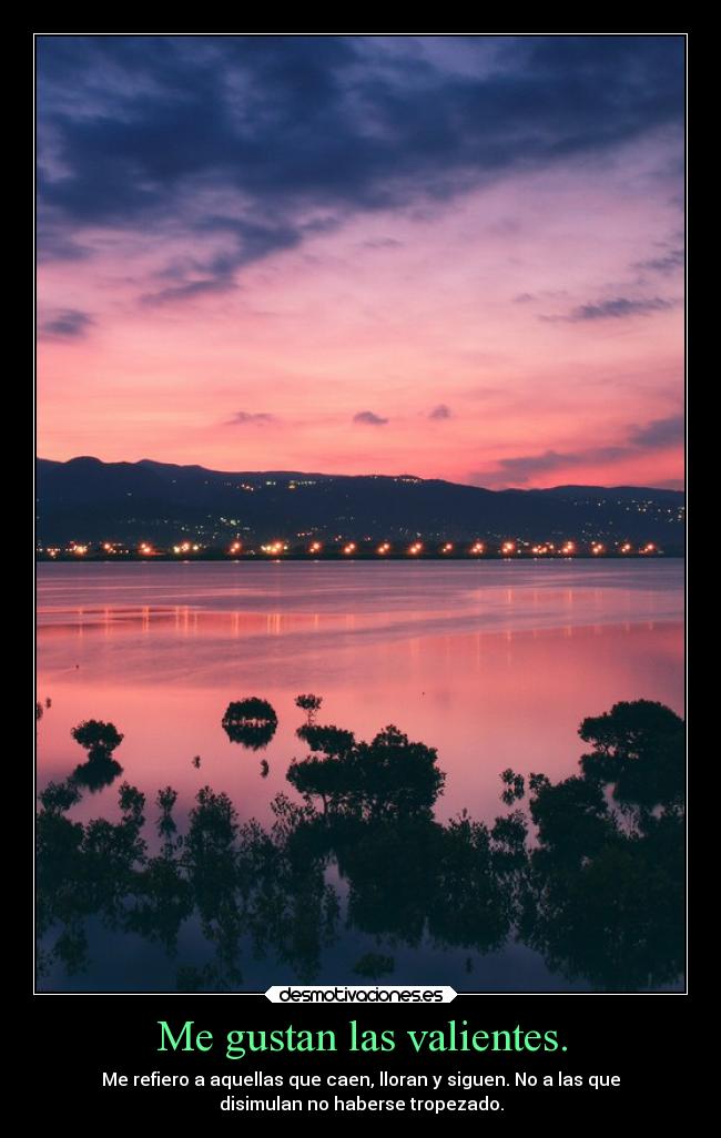 Me gustan las valientes. - Me refiero a aquellas que caen, lloran y siguen. No a las que
disimulan no haberse tropezado.