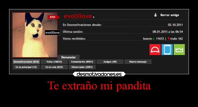 Te extraño mi pandita -