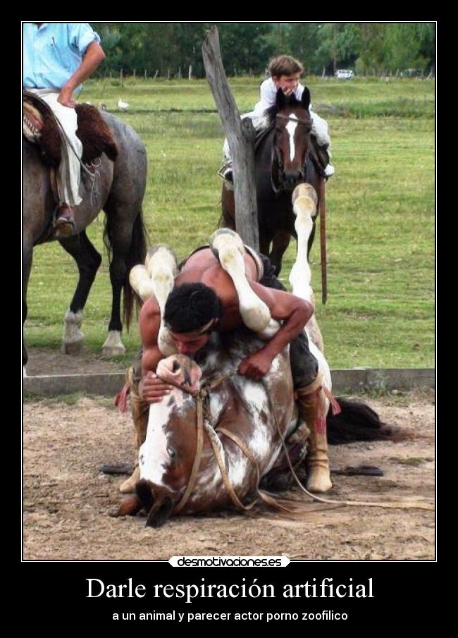 Darle respiración artificial - a un animal y parecer actor porno zoofilico
