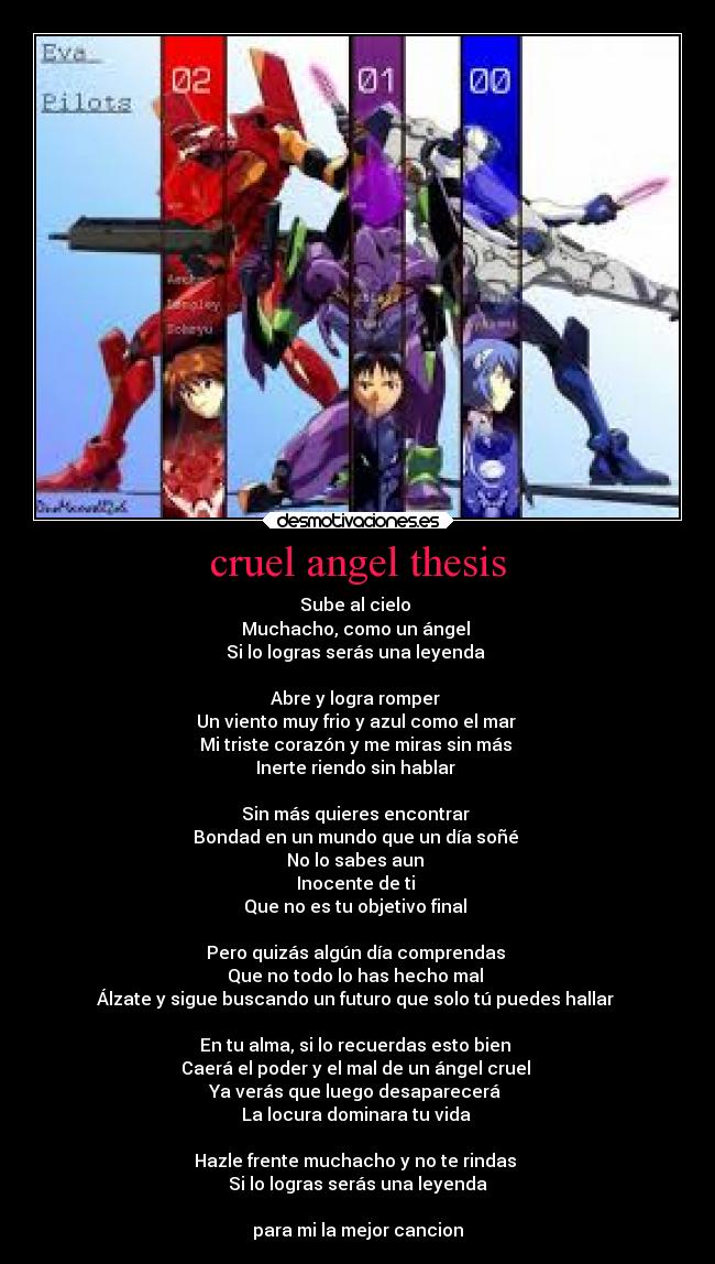 carteles anime evangelion cruel angel thesis opening mejor desmotivaciones