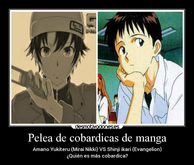 carteles anime manga evangelion mirai nikki shinji ikari amano yukiteru yukki desmotivaciones