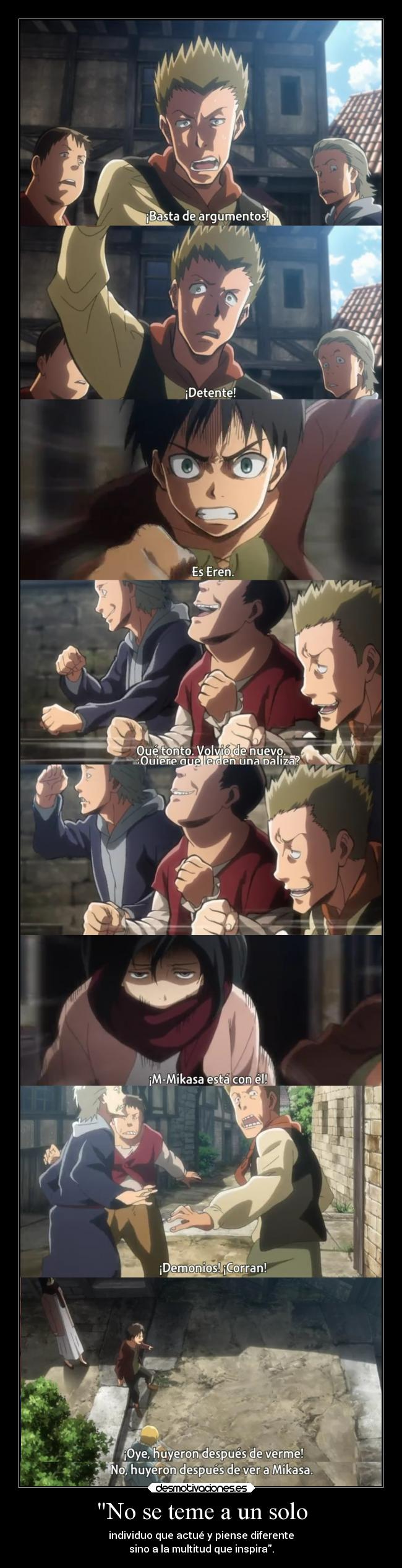 carteles anime temer individuo persona unica pensar actuar multitud infundir inspirar raptorhunters desmotivaciones