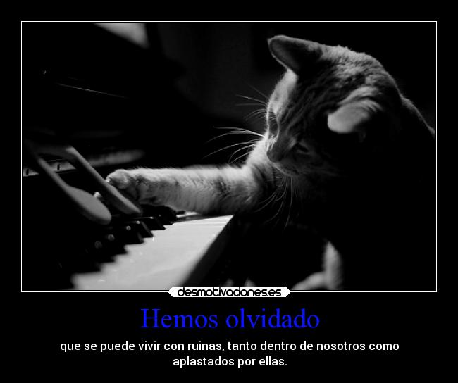 Hemos olvidado - que se puede vivir con ruinas, tanto dentro de nosotros como
aplastados por ellas.