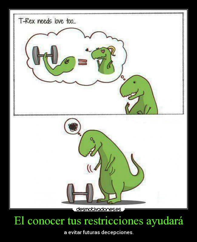 El conocer tus restricciones ayudará - a evitar futuras decepciones.