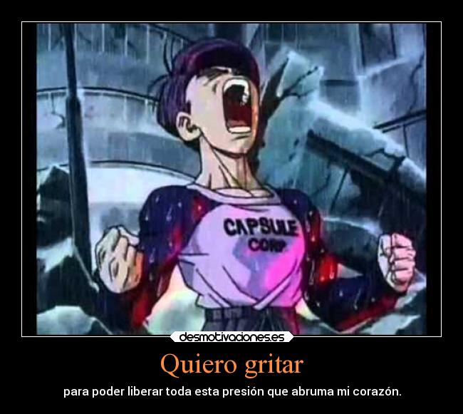 Quiero gritar - para poder liberar toda esta presión que abruma mi corazón.