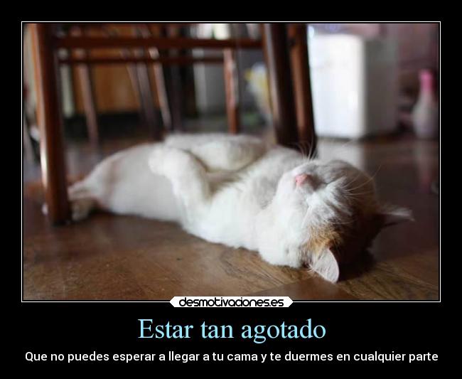 Estar tan agotado - Que no puedes esperar a llegar a tu cama y te duermes en cualquier parte
