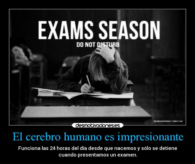 El cerebro humano es impresionante - Funciona las 24 horas del día desde que nacemos y sólo se detiene
cuando presentamos un examen.