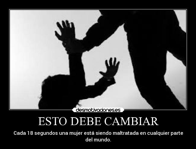 ESTO DEBE CAMBIAR - Cada 18 segundos una mujer está siendo maltratada en cualquier parte
del mundo.