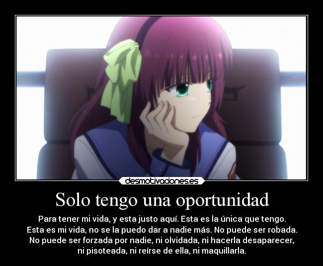 carteles olvidar anime vida manga angelbeats yuri oportunidad robar desaparecer desmotivaciones