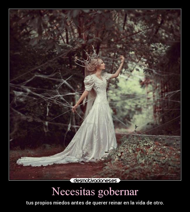 Necesitas gobernar - tus propios miedos antes de querer reinar en la vida de otro.