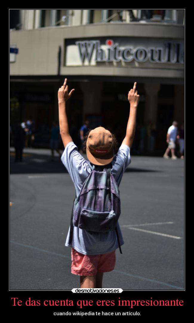 Te das cuenta que eres impresionante - cuando wikipedia te hace un artículo.