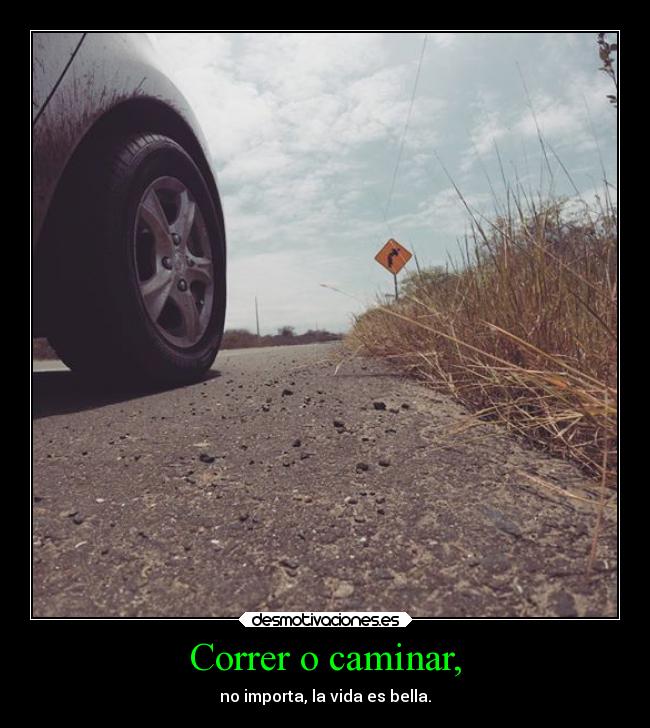 Correr o caminar, - no importa, la vida es bella.